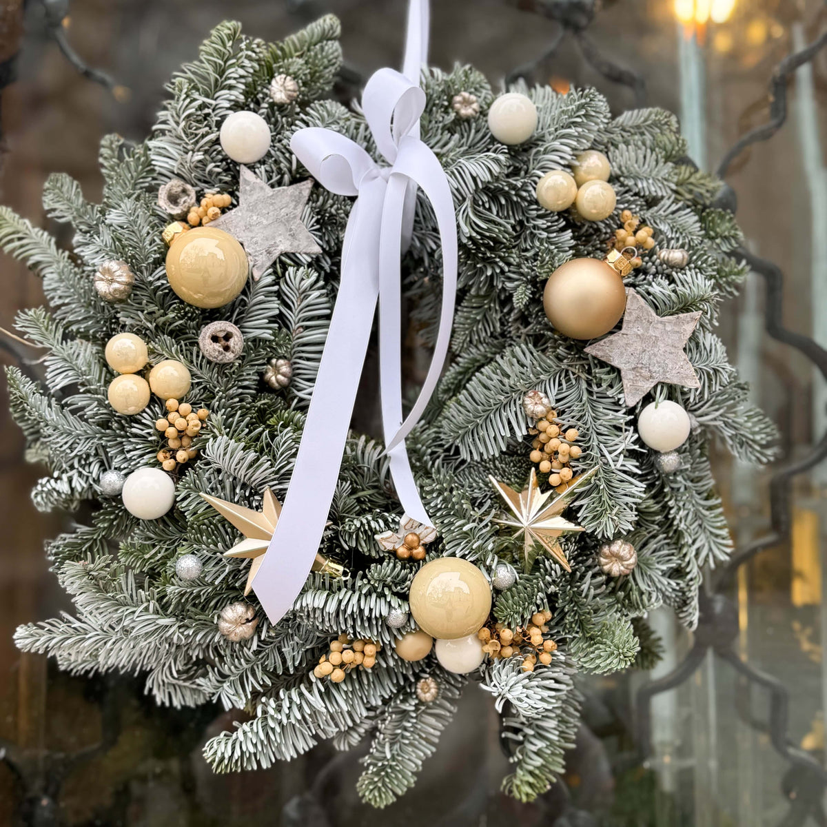 Coroniță Naturală de Crăciun White Star Elegance – 30 cm