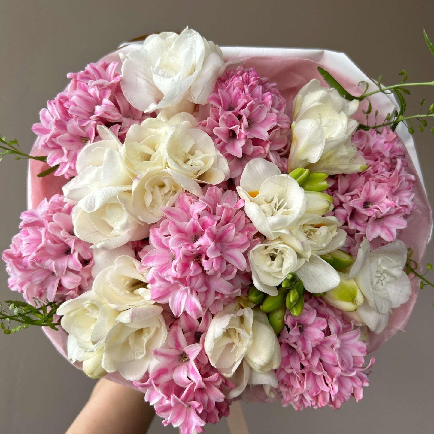 Desiree FlowerShop buchet_frezii Alb/roz Buchet Zambile si Frezii Pastel