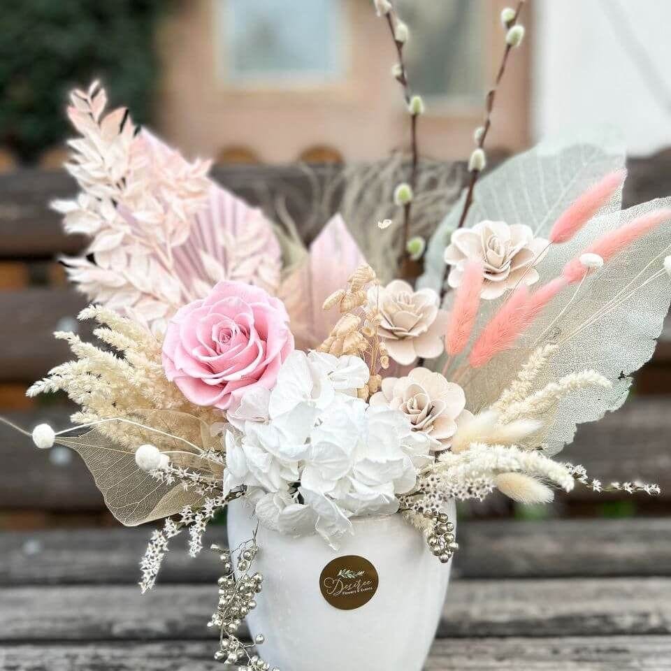 Floraria Desiree Aranjament nemuritor Aranjament conservat White Princess