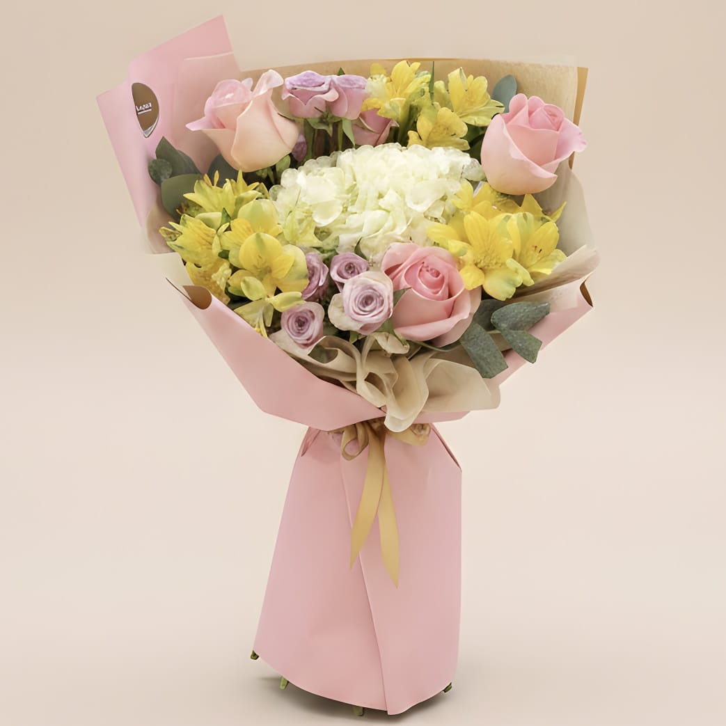 Floraria Desiree buchet _flori Buchet roz și galben – Lemon Blush