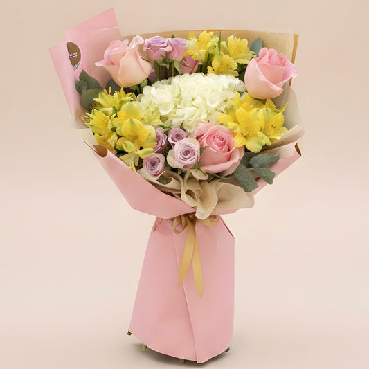 Floraria Desiree buchet _flori Buchet roz și galben – Lemon Blush