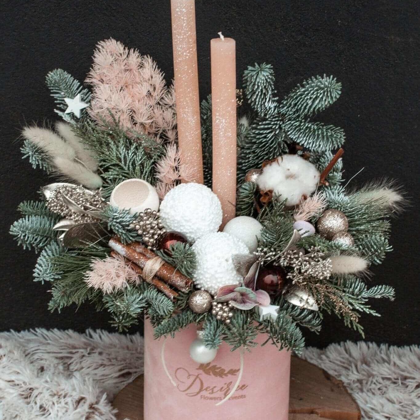 Desiree FlowerShop Aranjament Craciun Aranjament Pink Candles