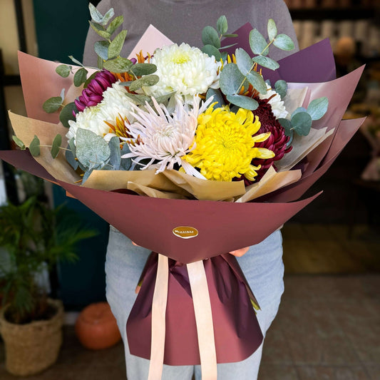 Buchet crizantemă multicolor