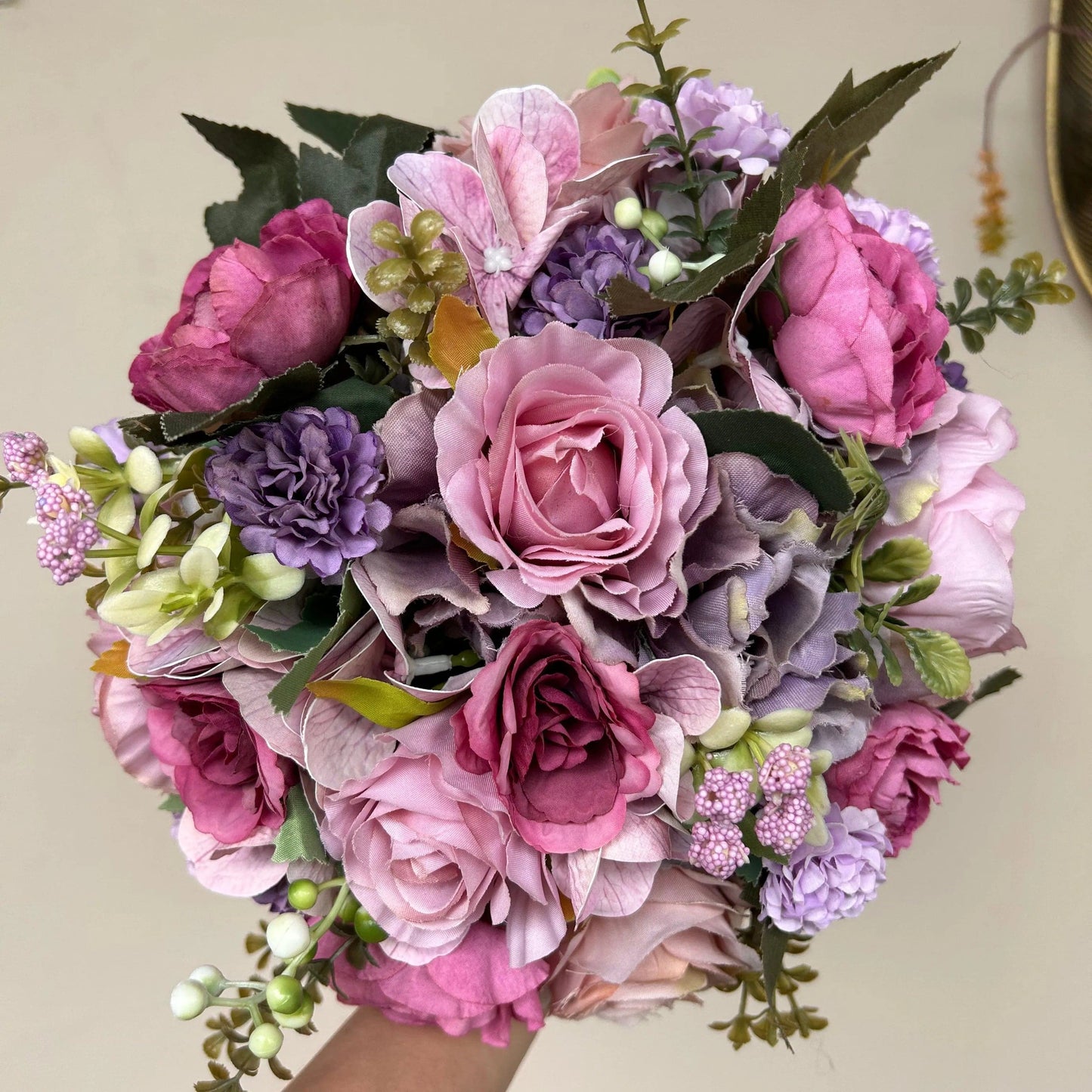 Buchet mireasa artificial — buchet văzut de sus
