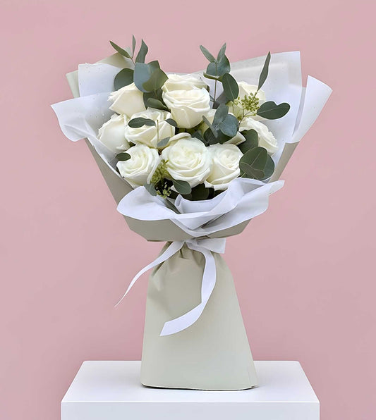 Buchet Trandafiri Albi Pure Elegance