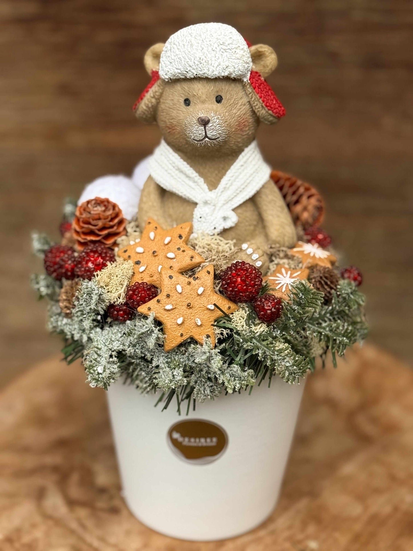 Desiree FlowerShop Aranjament Craciun Aranjament de Crăciun cu Îngeraș / Ursulet – ediție decorativă