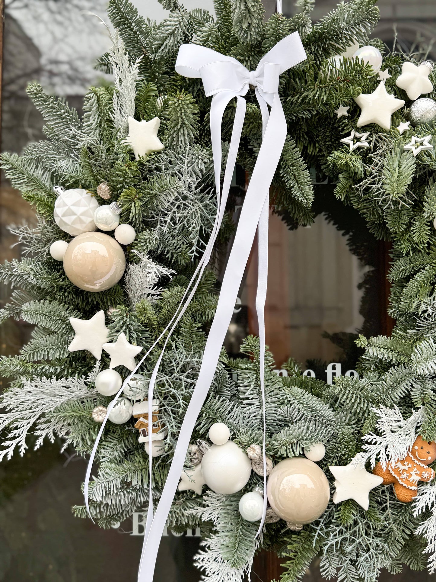 Desiree FlowerShop Coroniță Naturală de Crăciun White Nordic – 55 cm