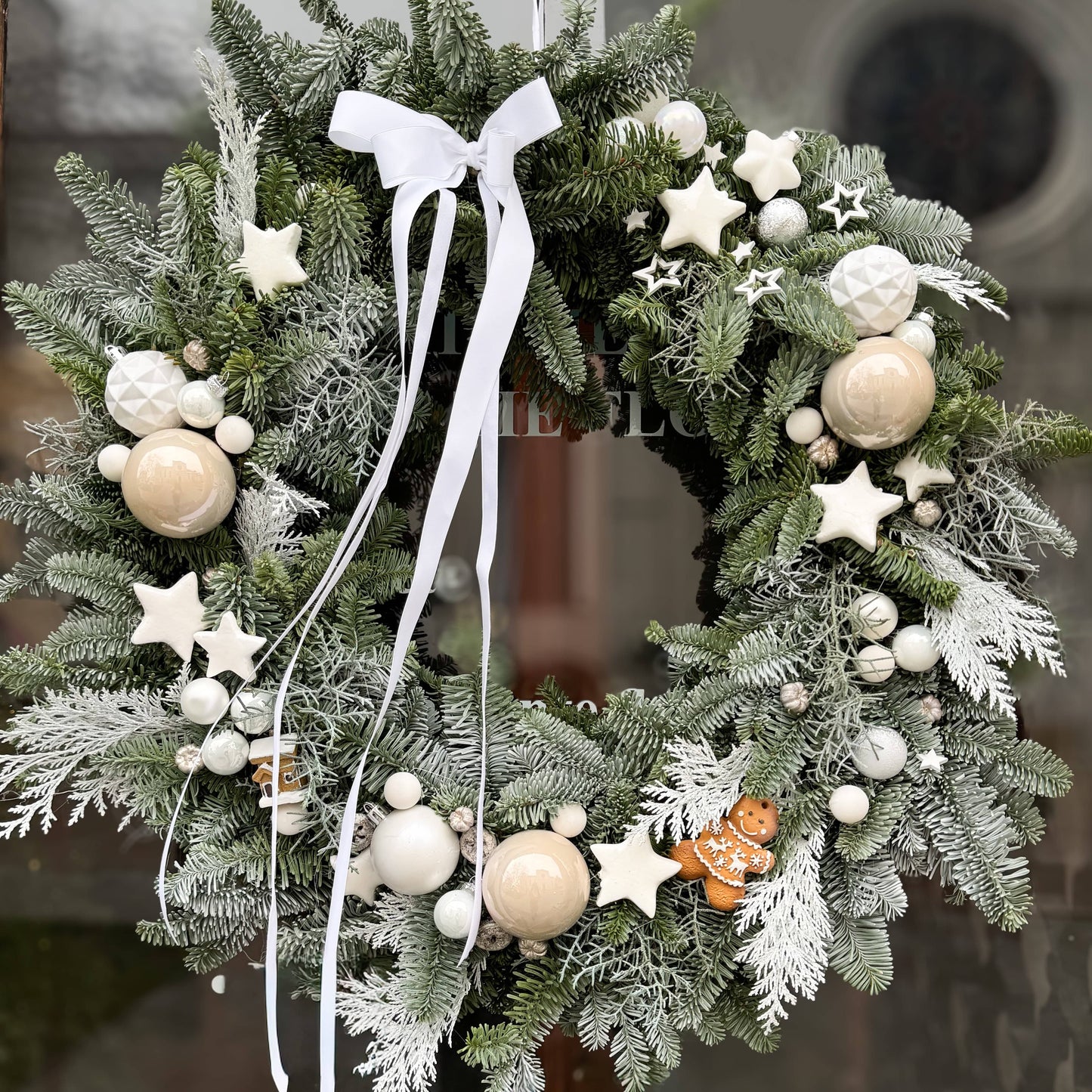 Desiree FlowerShop Coroniță Naturală de Crăciun White Nordic – 55 cm