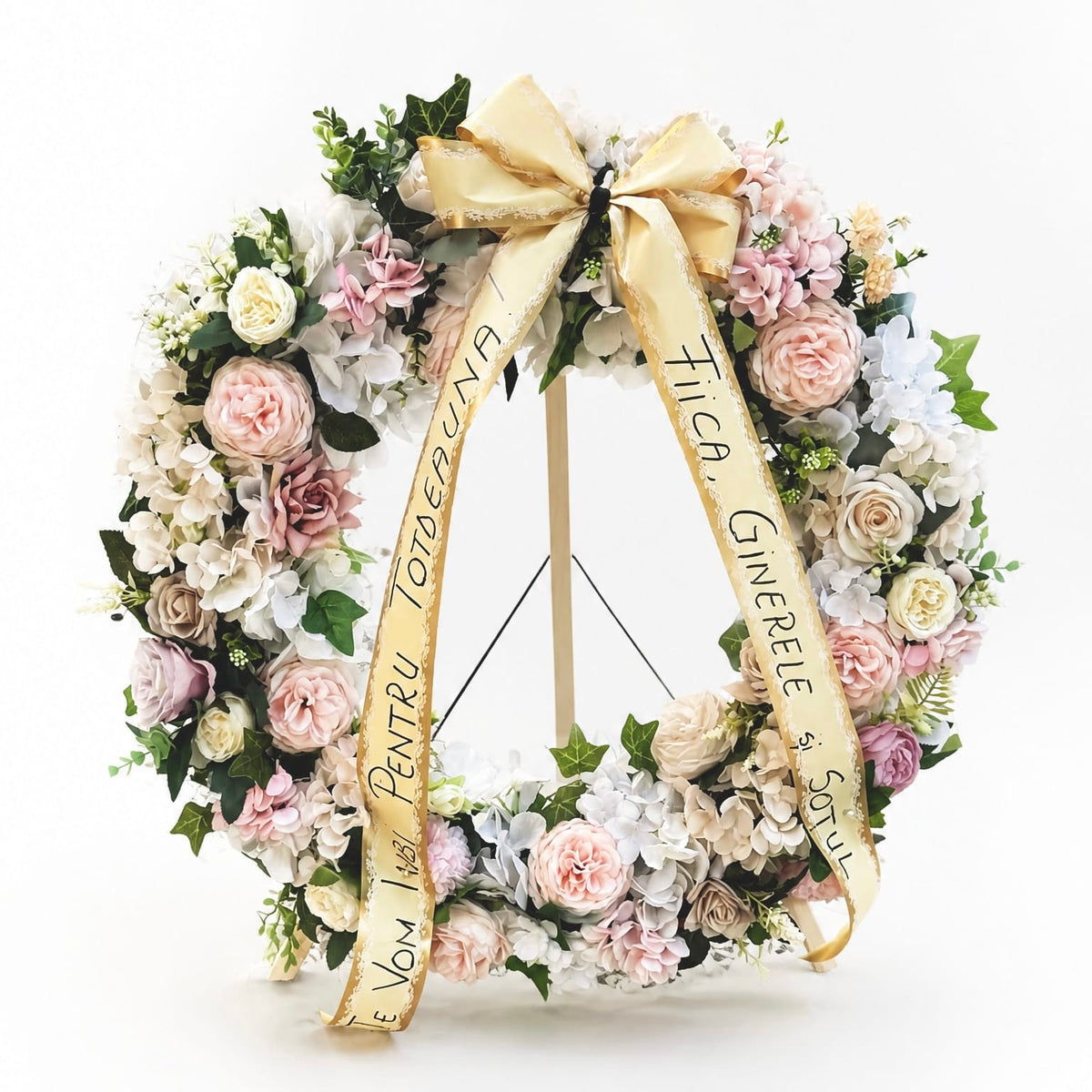 Floraria Desiree Alb/Roz Coroană funerară artificială 70 cm