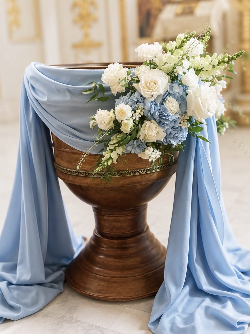 Floraria Desiree Aranjament_cristelnita Aranjament Floral pentru Cristelniță „Blue Grace”