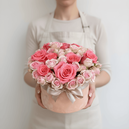 Floraria Desiree aranjament-floral Cutie Eleganță Roz – Trandafiri și Miniroze