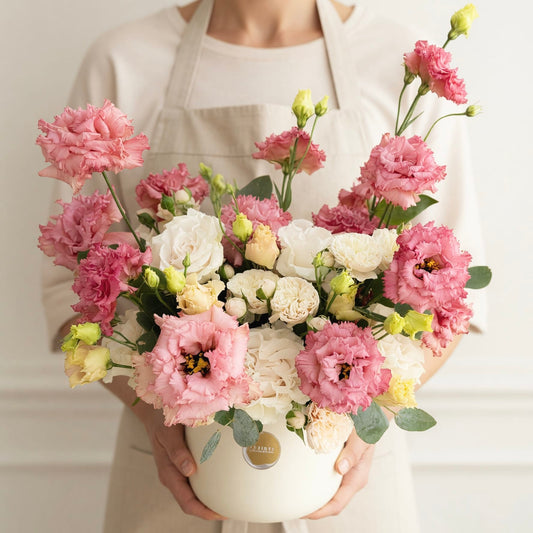 Pink Lisianthus – Aranjament Floral cu Lisianthus Roz - Floraria Desiree
