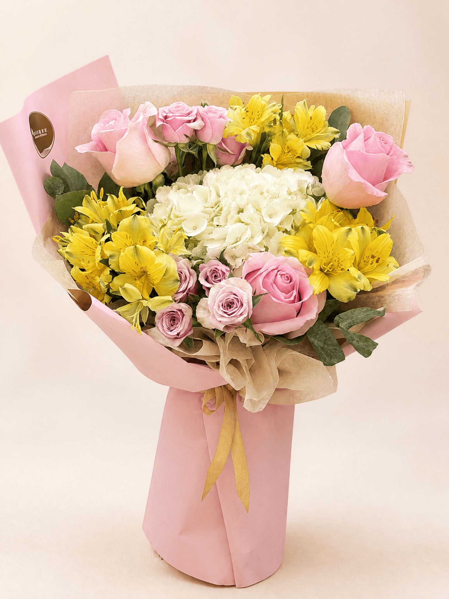 Floraria Desiree buchet _flori Buchet roz și galben – Lemon Blush