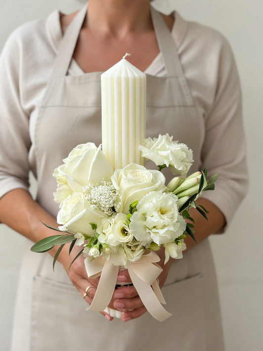 Florăria Desiree Lumânare decorată Lumânare canelată – 35 cm