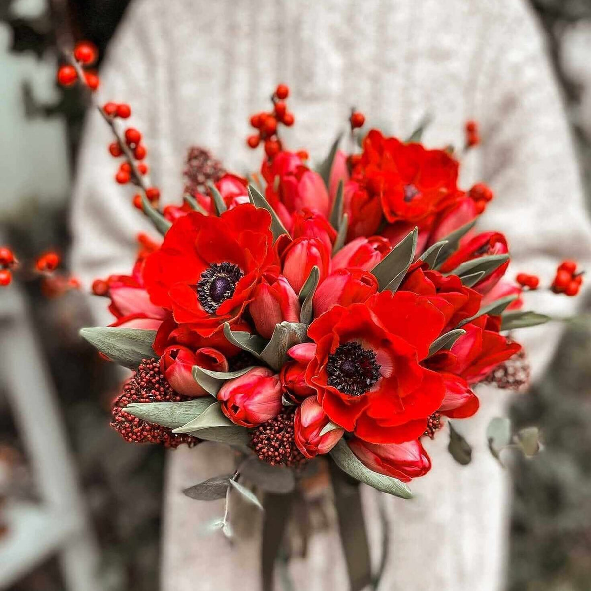 Buchet Red Passion — detaliu al buchetului roșu